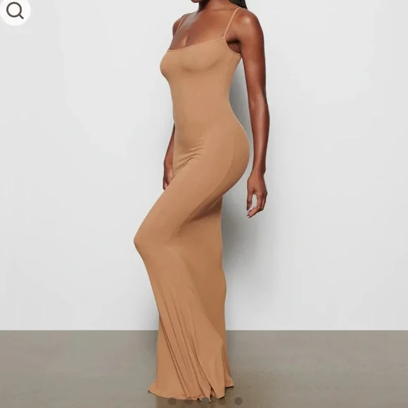 skims soft lounge cut out long slip dress SOFT LOUNGE LONG SLIP DRESS | MORGANITE